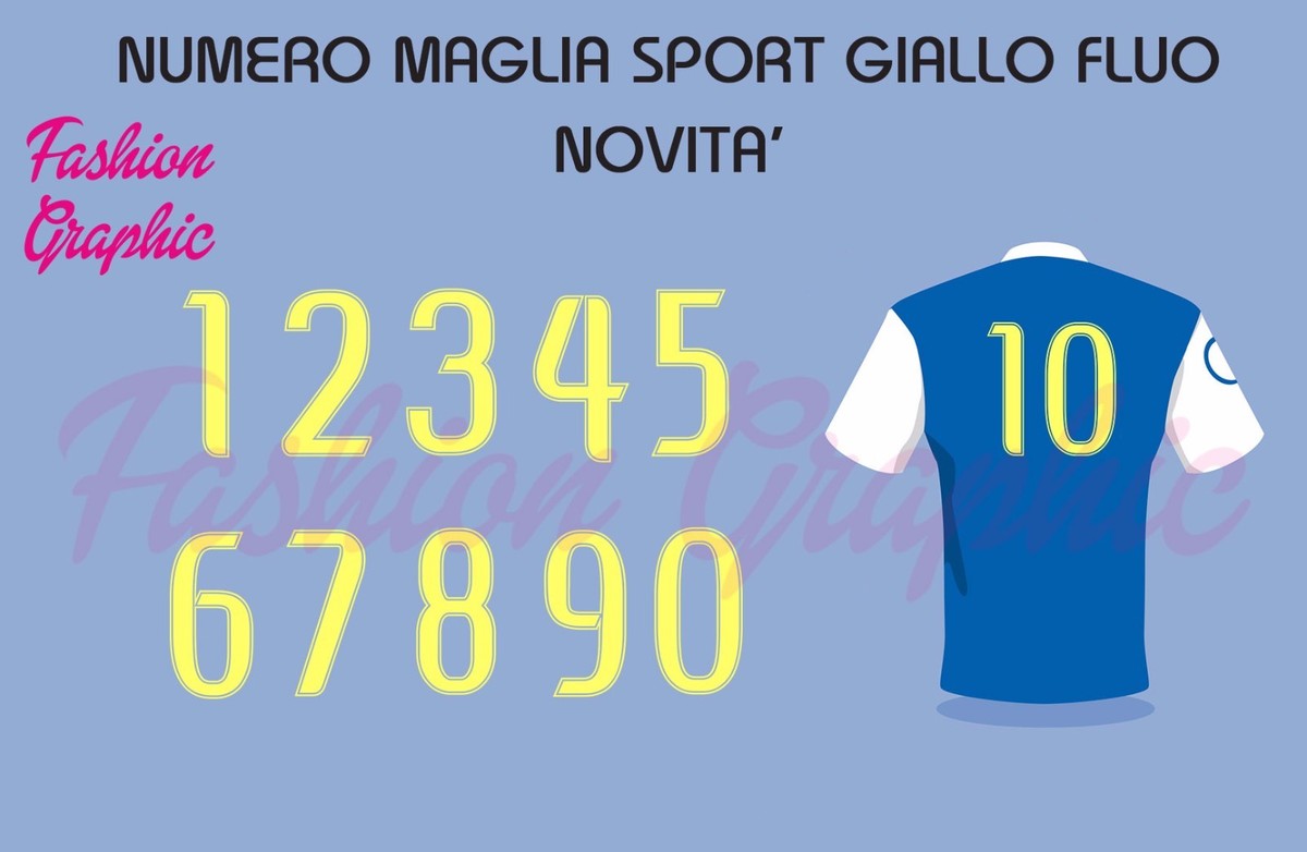 NUMERI MAGLIA CALCIO RUGBY SPORT GIALLO FLUO NOVITA