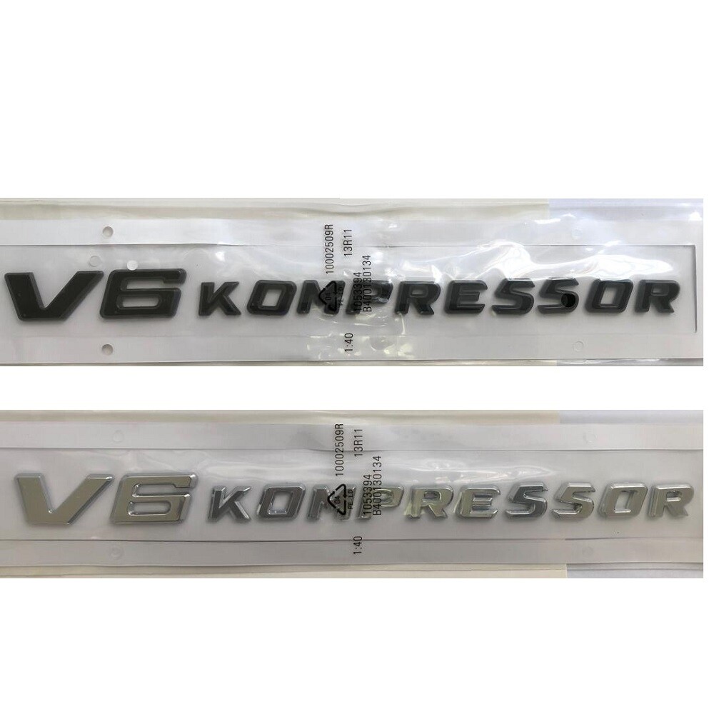Chrome Black Fender Letters V6 KOMPRESSOR Emblem Badge 2pcs | eBay