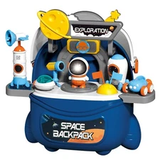 Kidplokio 15pc Space Toys Explorer Voyager Backpack Light Up Astronaut, 10 Inch