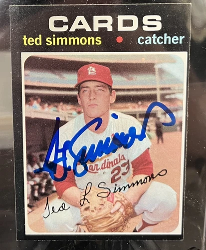 1971 Topps SIGNED TED SIMMONS RC #117 AUTO St. Louis Cardinals HOF ROOKIE BEAUTY