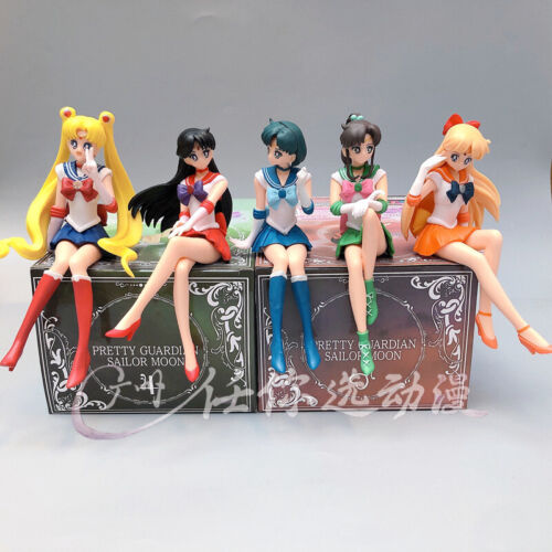 5pc Sailor Moon Anime Figure Model Toys Sailor Mars Sailor Venus Sitting No Box - Picture 1 of 21