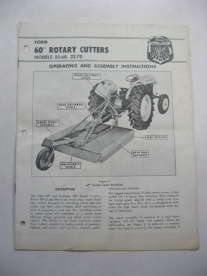Ford 60 Rotary Cutters Mower 22 60 22 70 Operating Assembly Manual Original Ebay