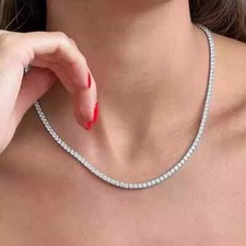 20Ct Round Cut Lab-Created Diamond Tennis Necklace 14K White Gold Plated