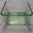 Depression Vaseline Green Uranium Glass LARGE Refrigerator Dish No Lid Vintage