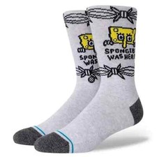 Stance SpongeBob SquarePants Socks Men s Large Gray Crew NWT