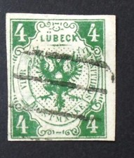 1859Mi750,- MiNr 5a Wappen 4 Schilling dklgrün gestempelt Luxus gepr Brettl BPP