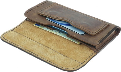 CUSTOMIZED HORIZONTAL WAIST POUCH MADE OF COWHIDE CASE COVER WITH 2 CARD POCKETS - Picture 9 of 22