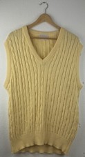 Vintage Lord Jeff Sweater Large Wool Knit Soft 60s 70s Made in USA Vest Yellow
