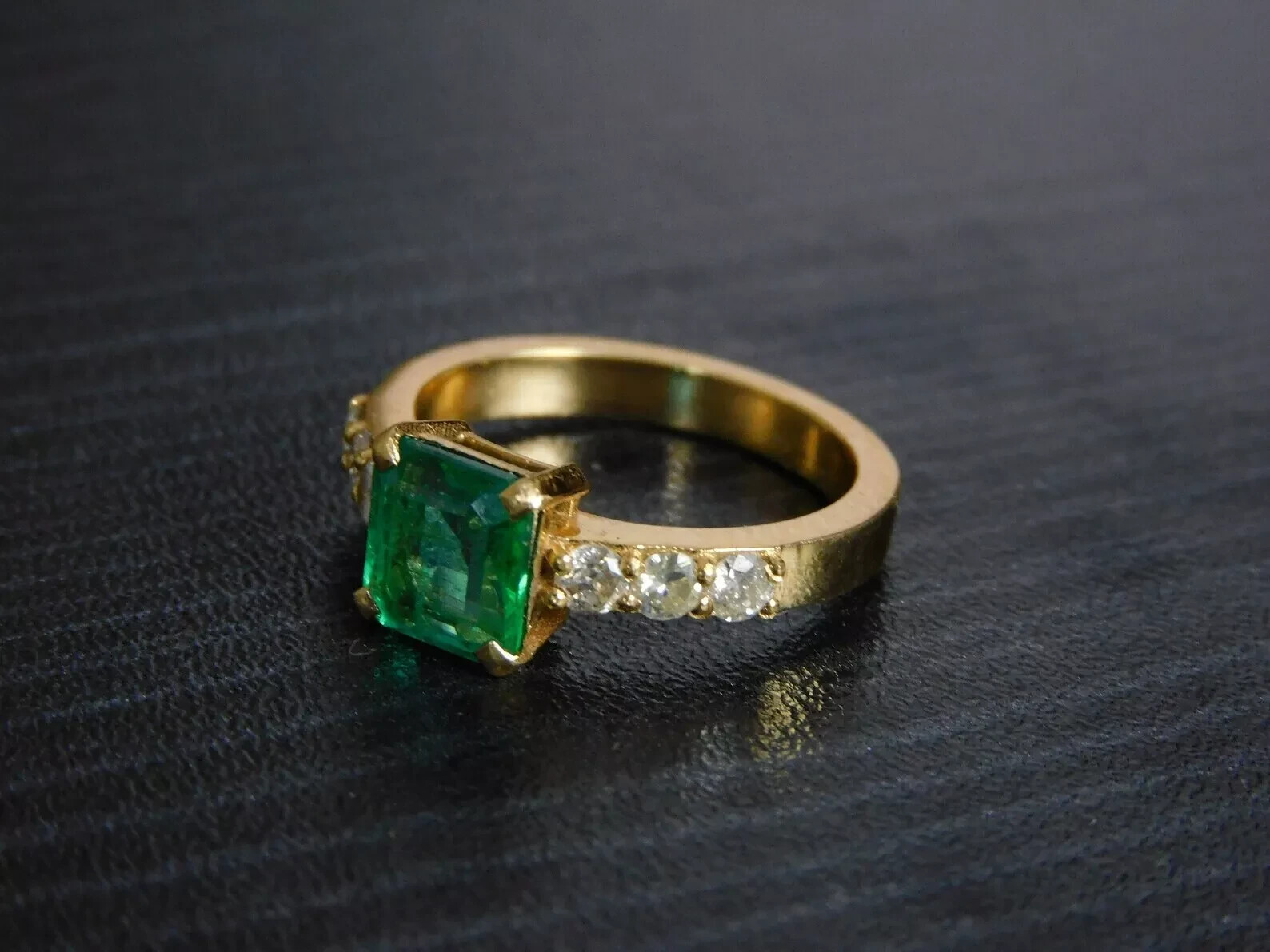 14K Yellow Gold Plated Women's Engagement Ring with 2Ct Princess Cut Simulated Emerald-image