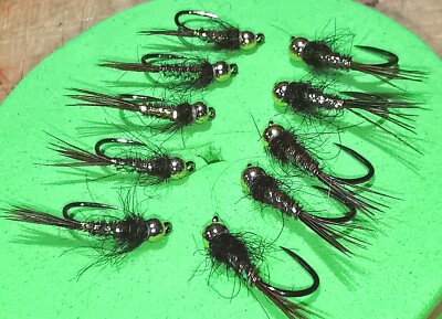  10 GOLD HEAD FLASHBACK PHEASANT TAIL NYMPH sizes 10, 12 BARBLESS 