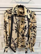 ZIMMERMANN Ladybeetle Scarf Tie Shirt- SIZE 2/ MEDIUM- COLOR CREAM 100% SILK