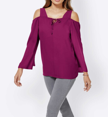 NEU - CREATION L - GR. 44 - Bluse fuchsia mit Cut-Outs figurumspielend