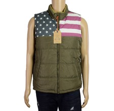 Weatherproof Vintage Mens Olive Printed Faux-Sherpa Lined Fashion Vest S