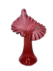 Fenton Art Glass Jack in the Pulpit Cranberry Tulip Bud Vase 6 5/8"