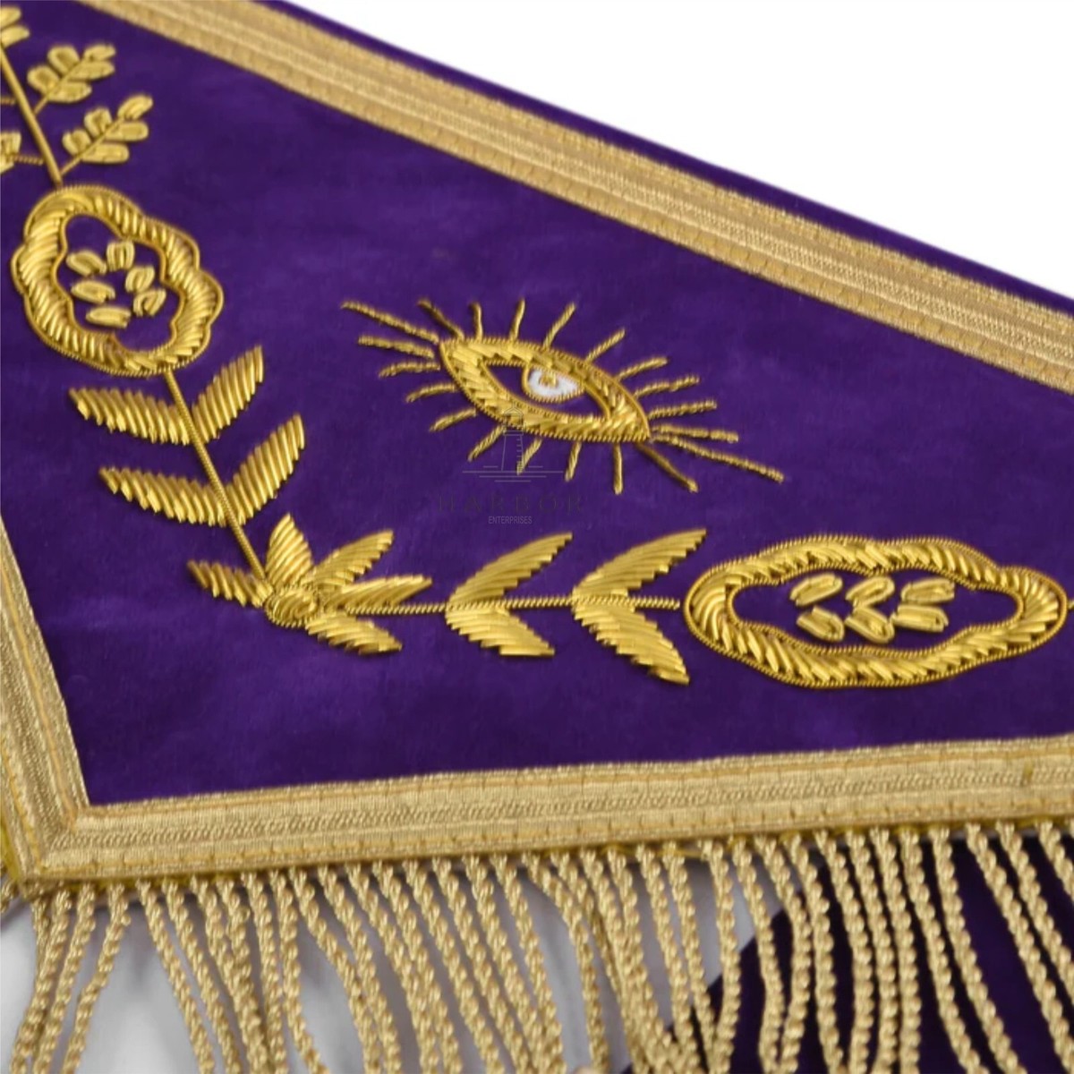 MASONIC Master Mason Purple Apron – 100% Lambskin Leather, Hand Embroidered Grand Lodge Regalia