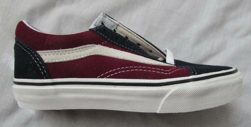 VANS ni os ni os Old Skool School vino azul borgo a gamuza encaje zapatos de patinador NUEVOS