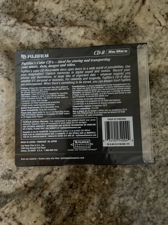 FUJIFILM CD-R  80min 700MB NEW SEALED - Image 2 of 2