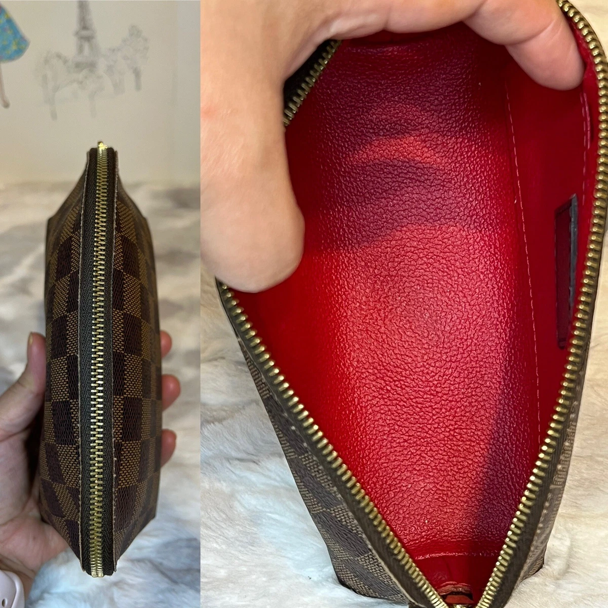 Authentic Louis Vuitton Cosmetic Pouch Damier Ebene