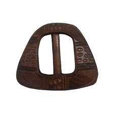 VTG 60s 70s GROFF IMPORTERS Hand Carved WOODEN BUCKLE Macrame