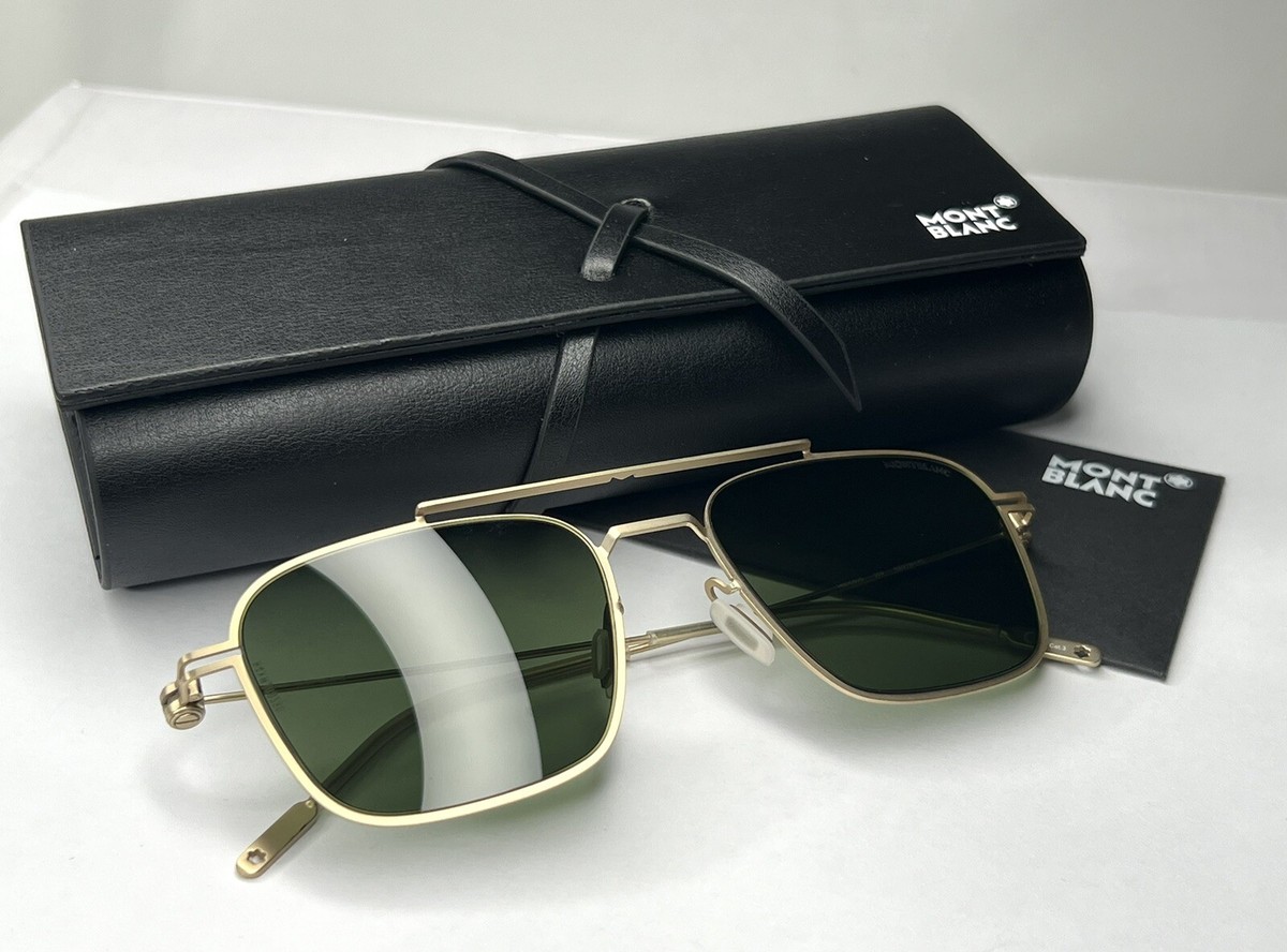 Montblanc MB0050S Sunglasses Metal Gold Frame Square Green Montblanc MB0050S Sunglasses Metal Gold Frame Square Green
