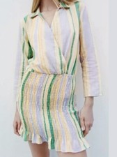 ZARA The Valery Striped Linen Stretch Shirt Mini Dress Size XS BNWT Summer