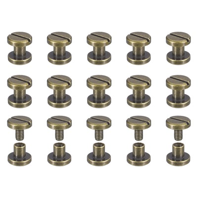 30er Pack Messing Chicago Schrauben, 3x8mm Pfosten Nagel Nieten für Handwerk Bronze