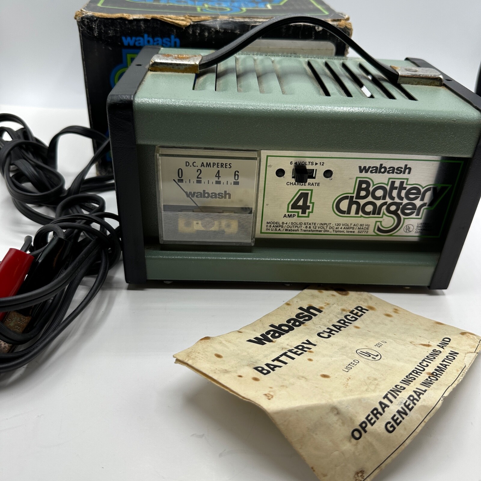Vintage Wabash Automotive 4 amp 6V 12V Battery Charger Model B4 Made