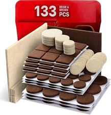 133 Felt Furniture Pads Chair Leg Protectors Hardwood Wooden Floors Feet Sliders