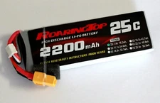 RoaringTop LiPo Battery Pack 25C 2200mAh 2S 7.4V with XT60 Plug