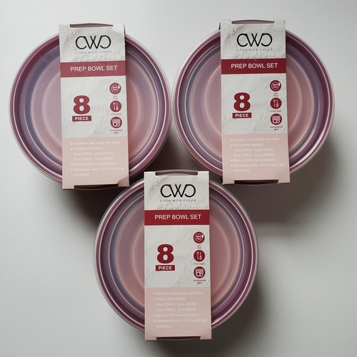 12 Food Prep or Storage Nesting Bowls & Lids Plastic 3 Sets Containers Lunch Box - Picture 2 of 11