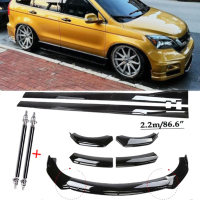 Front Bumper Lip Splitter Spoiler Glossy Black For Honda Pilot Side Skirt Body
