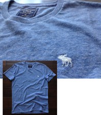   New  Abercrombie  Fitch Men's  A F Moose Logo Crew Neck Short Tee  Light Blue XS