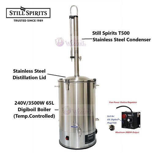 Still Spirits 65L/240V/3500W T500 Stainles Steel Reflux Condensor Still Bundle