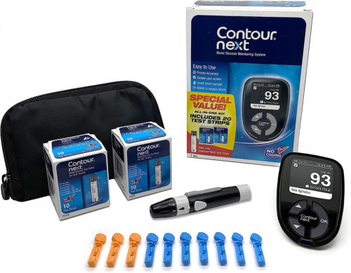 Kit todo en uno del sistema de monitoreo de glucosa en sangre Contour Next para diabetes con GL - Imagen 1 de 12