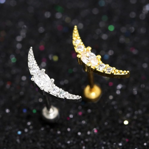 Gem Crystal Ear Cartilage Helix Ring Bar Stud Ear Cuff Climber Piercing Earring - Picture 234 of 268
