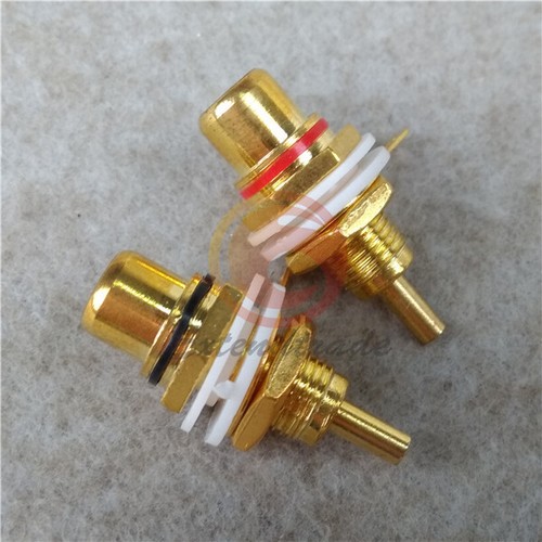 2pcs Brand new Gold Motor Amp Rca Connector Female Chassis Sockets - Picture 5 of 6