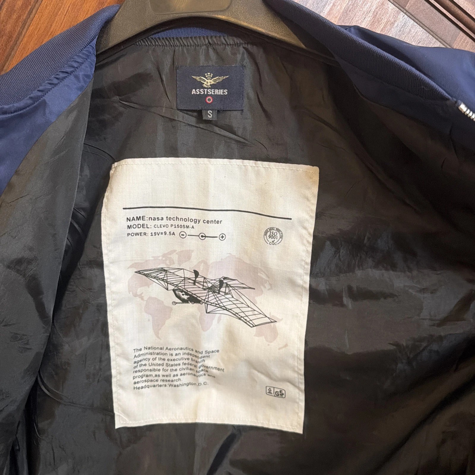ASSTSERIES NASA Bomber Jacket Black Flight Jacket Space Logo Mens Medium Costume - product detail image 9