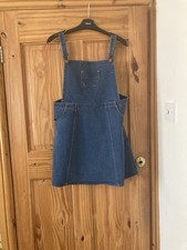 Pretty Little Thing PLT Size 14 Blue Denim Pinafore Dungaree Mini Dress