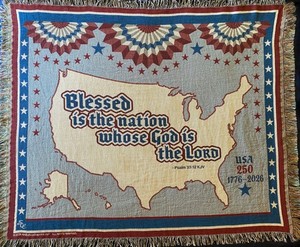 Custom Designed Copyrighted "USA 250th" Cotton Tapestry_Bible verse_Made in USA!