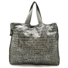 Chanel Nylon Logo Tote Bag Women Silver One Size 681019