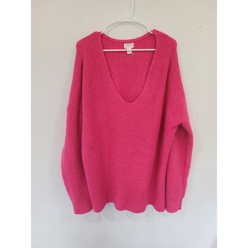 Caslon Women's Pink V-Neck Knit Sweater Size 2X #14 - Picture 1 of 5