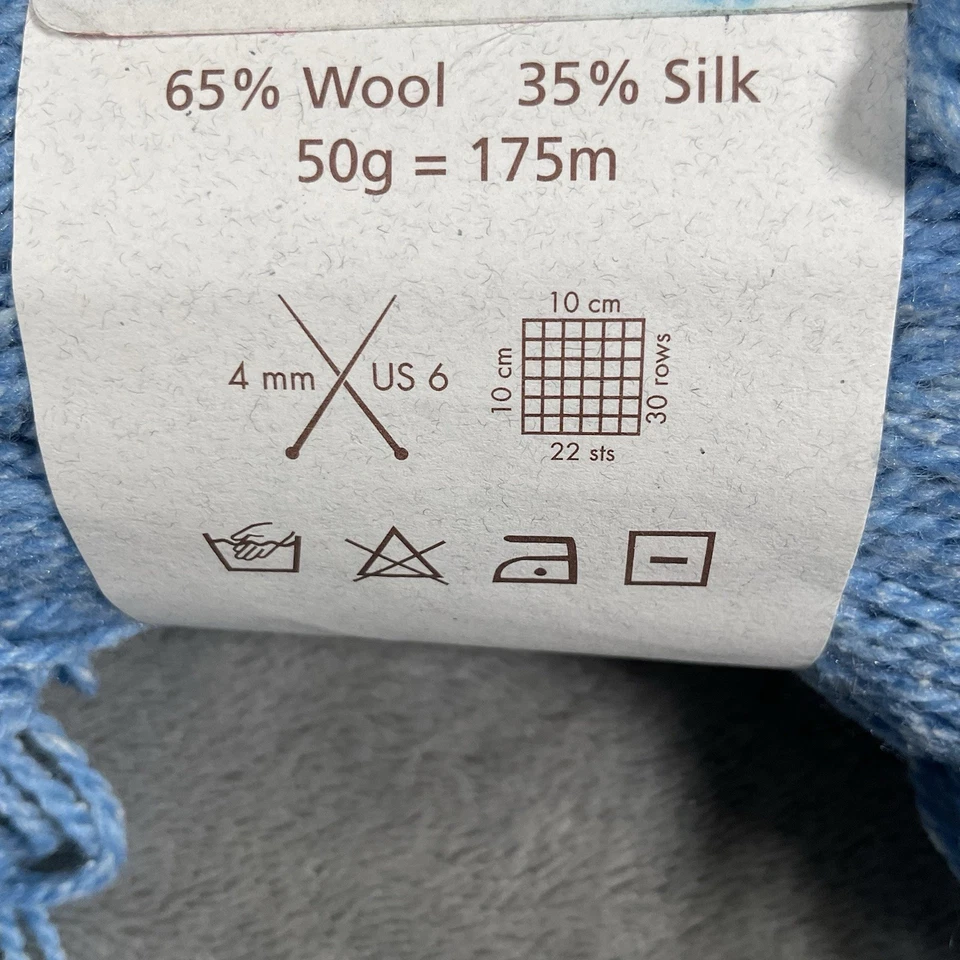 Elsebeth Lavold Silky Wool Yarn Lot Of 3 Skeins 124 Hydrangea Blue Dye Lot 757 - Image 4 of 4