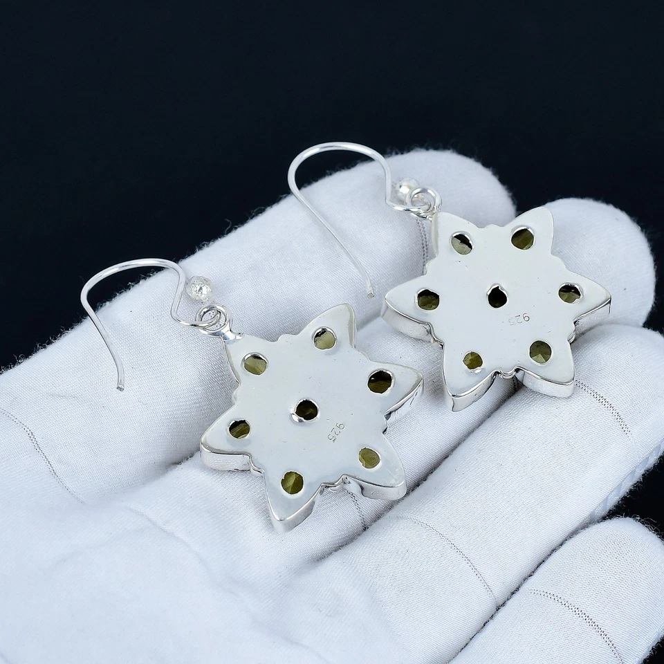 Citrino Gemma Orecchini 925 Argento Sterling Boho Gioielli Per Natale Regali - Immagine 4 di 4