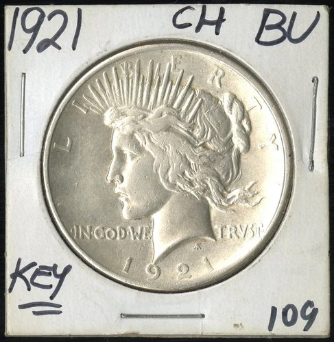 US Coin 1921 Peace Silver Dollar High Relief CH BU Key Date $1 NO RESERVE!