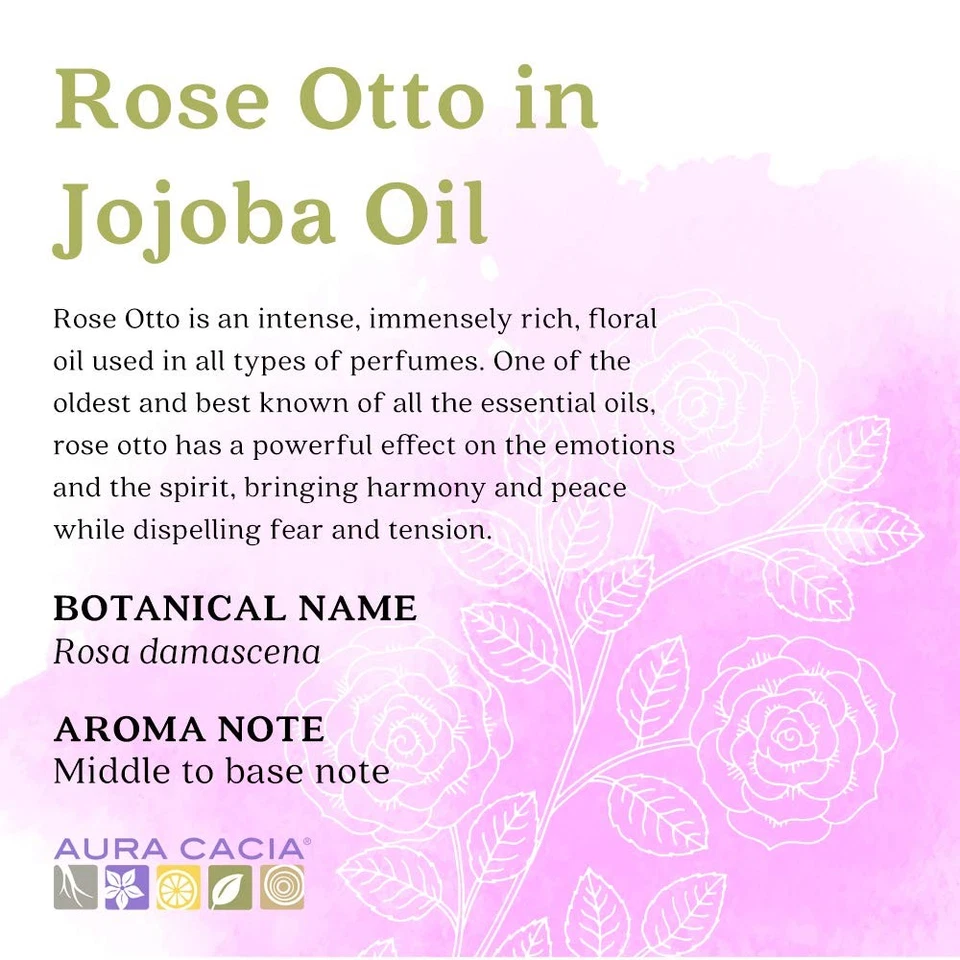 Aura Cacia Rose Otto en aceite de jojoba | GC/MS probado para pureza | 15 ml (0,5 fl...  Foto 2 de 4