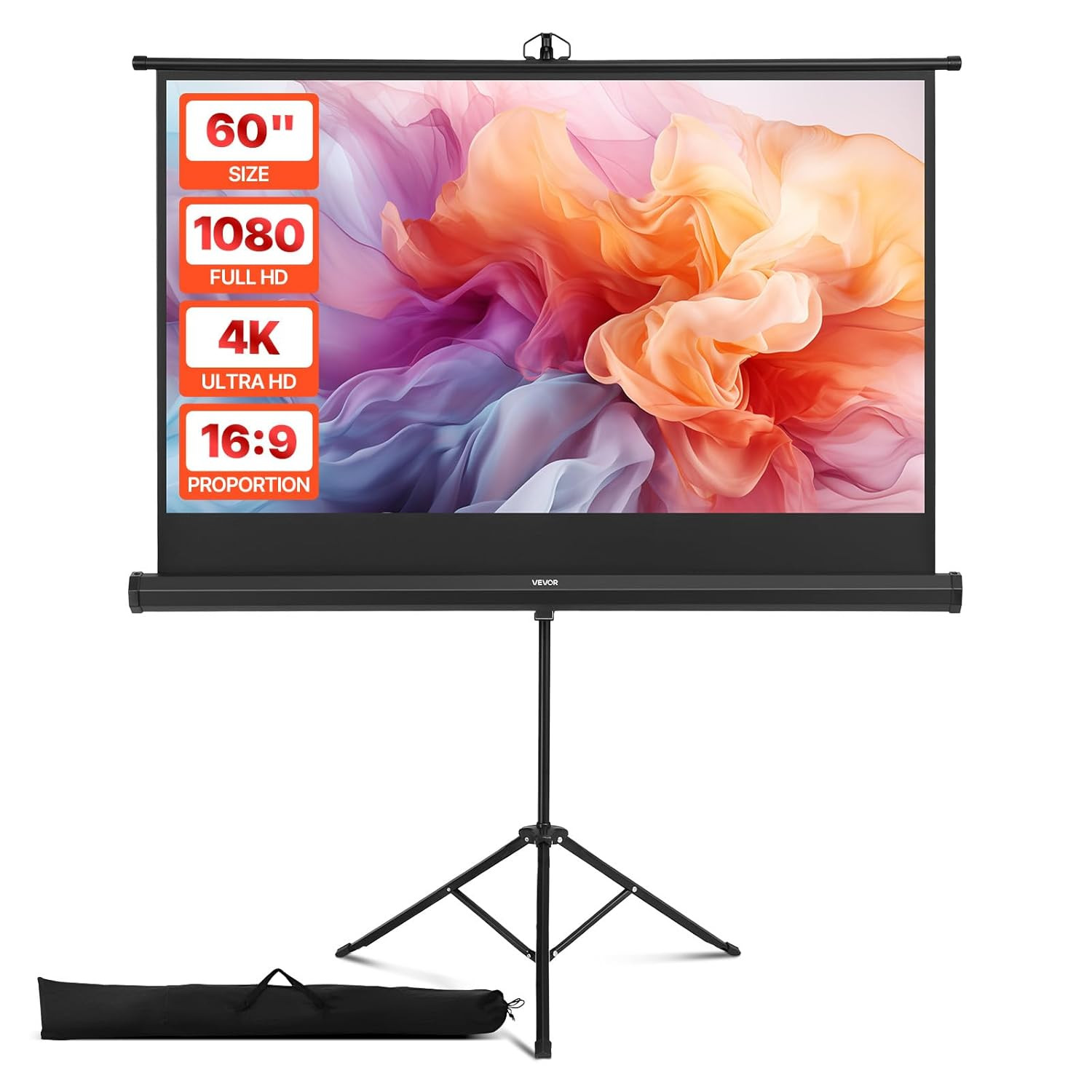Schermo per Proiettore con Supporto 120" 4K HD | Cinema Portatile Casa