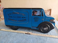 Alte Silver Crane Vintage Blechdose Lieferwagen LKW Auto blau Retro Keksdose