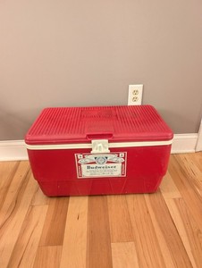 Vintage Budweiser Beer Igloo Cooler Ice Chest Plastic Red King Of Beers 23x14x14