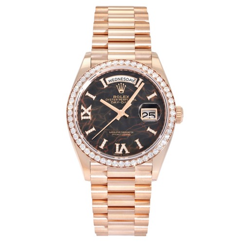 Rolex Day-Date 128345RBR Rose Gold Diamond 36.0mm Brown Dial A...