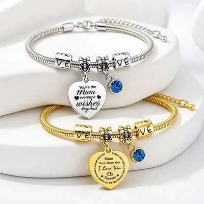 Verstellbares Herz Charm Schlangenarmband Schmuck Geschenk für Damen